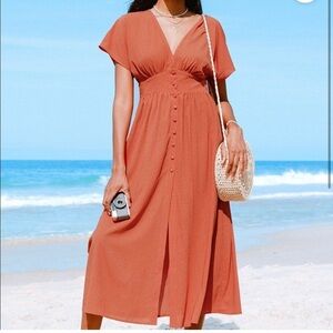 Cupshe Aubriella Button Front Split Dress M NWT